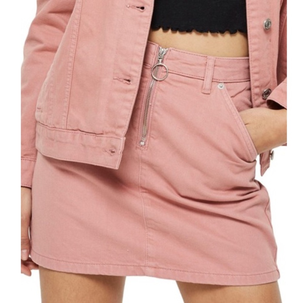 Top Shop Pink Moto Skirt USA size 6 EUR 38